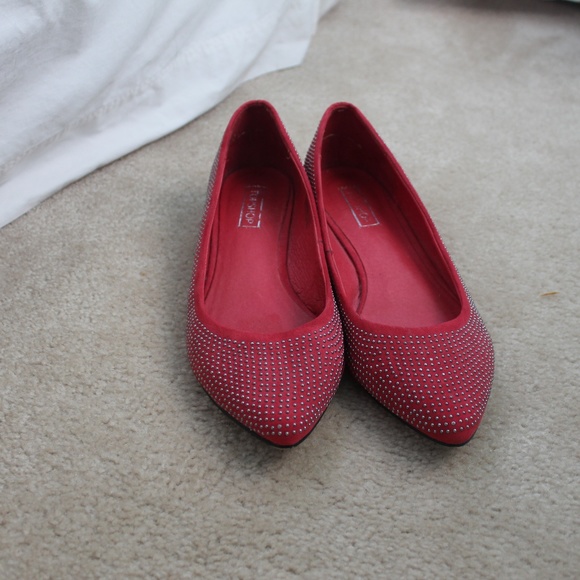 Red Studded Flats - Picture 4 of 5
